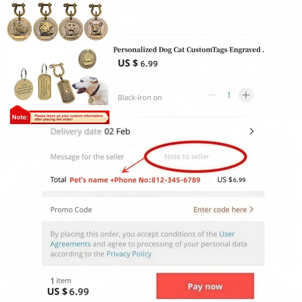 VIP Customizable Engraved Pets ID Tag for Dog Cat Bronze Nameplate Tags Personalized Address Number Dogs Collar ID Pendant