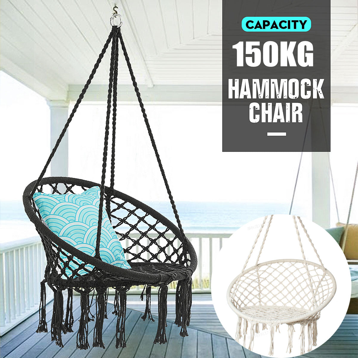 Round Hammock Chair Outdoor Indoor Dormitory Bedroom Yard For Child Adult Swinging Hanging Single Safety Chair Hammock